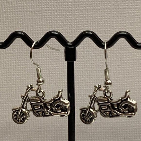 Motorcycle Earrings, Harley Davidson Earrings, Hog Earrings, Bike Earrings, Gift - Picture 4 of 6